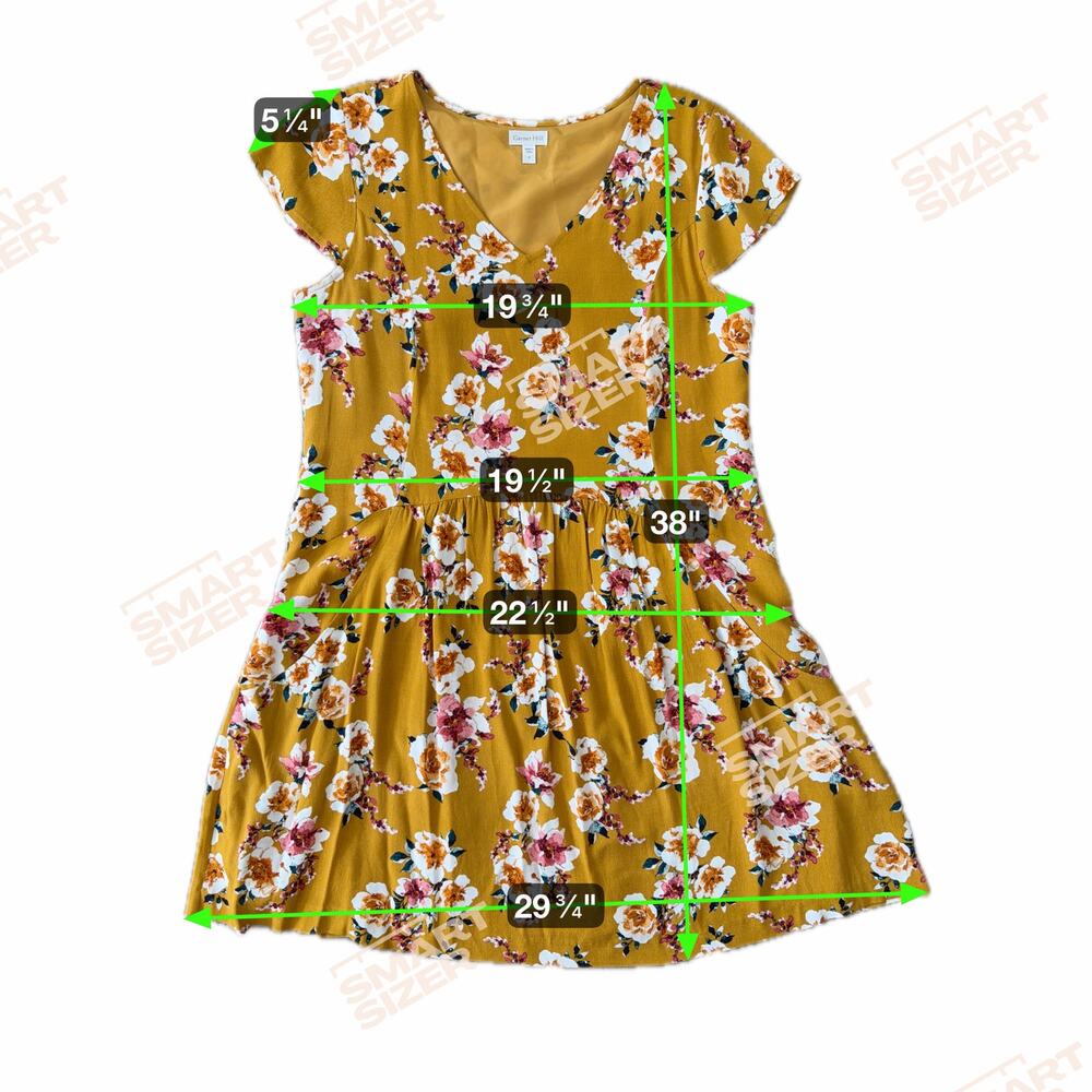 Garnet Hill Summer Day Crepe Dress Yellow Floral 8 Lined Breezy Dropwaist Pocket - Picture 8 of 8